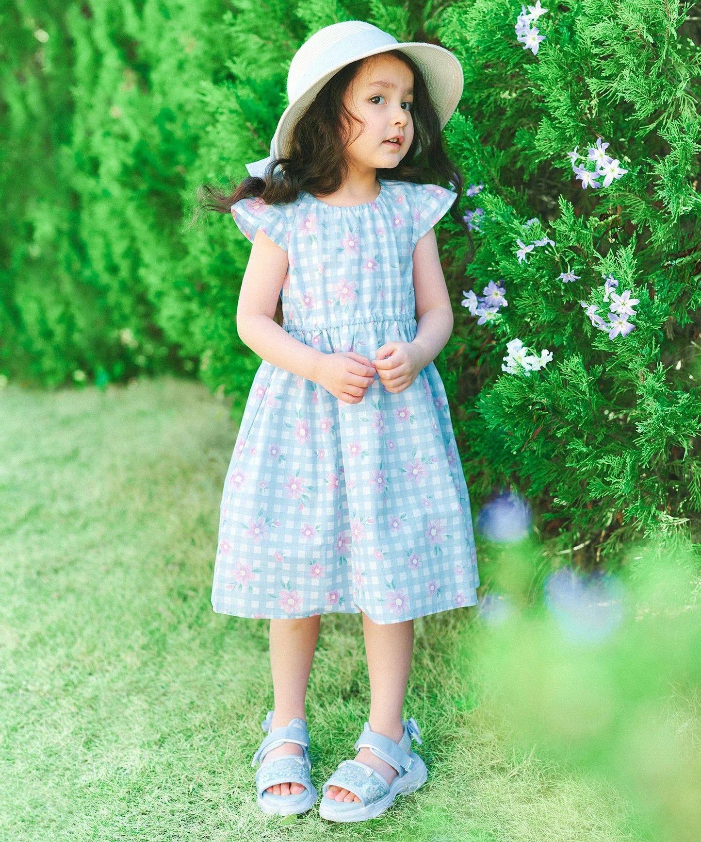 日本童裝 aF#a325 接觸冷感 全印花連身裙 90-140cm 女童款 夏季 DRESSES