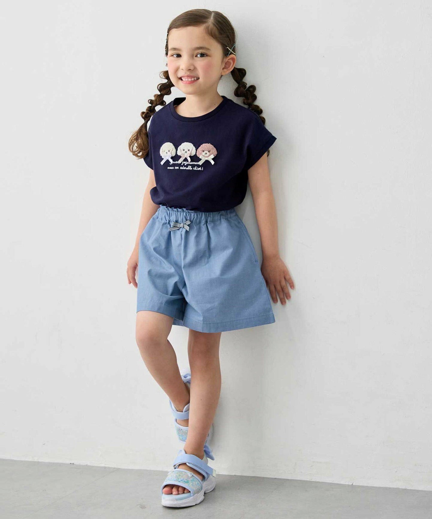日本童裝 aF#a325 接觸冷感 毛毛印花上衣 90-150cm 女童款 夏季 TOPS