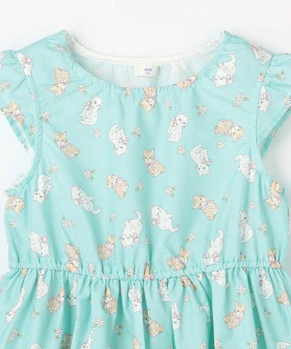日本童裝 aF#a325 接觸冷感 全印花連身裙 90-140cm 女童款 夏季 DRESSES