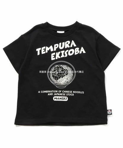 BREEZE Japanese children's clothing parent-child soba print top 80-140cm/M-XL boys/girls/adult summer TOPS 