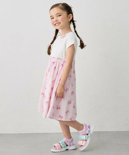 日本童裝 aF#a325 接觸冷感 拼接連身裙 90-150cm 女童款 夏季 DRESSES