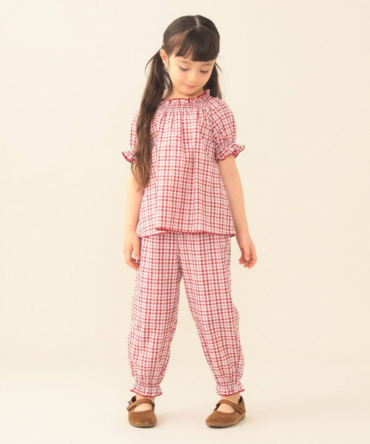 日本童裝 BE#AMS mini 格紋長褲 90-130cm 女童款 夏季 PANTS