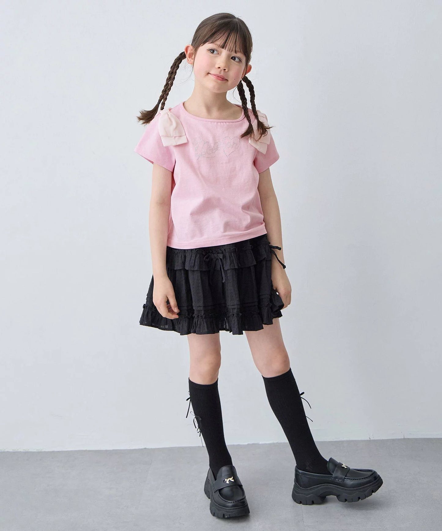 日本童裝 aF#a325 蝴蝶結皺皺短裙 110-160cm 女童款 夏季 SKIRTS