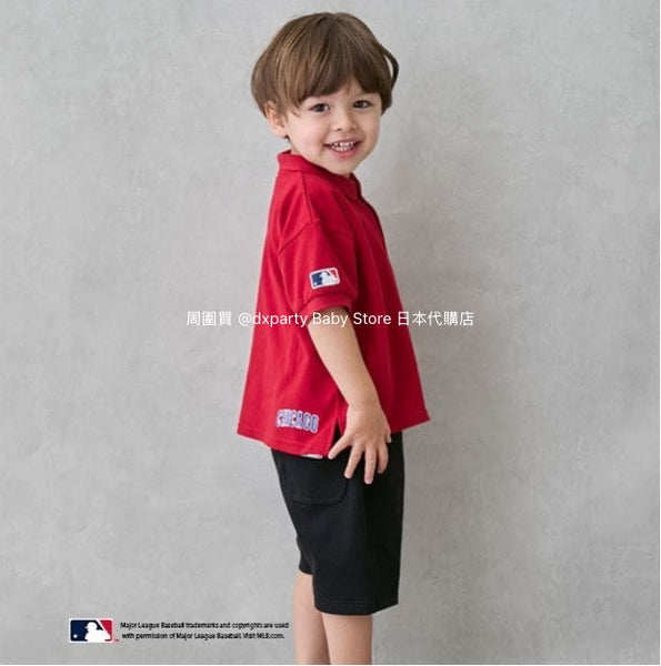日本童裝 pe#main x MLB logo刺繡短褲 80-130cm 男童款 夏季 PANTS