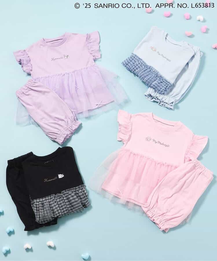 Japanese Ampersand x Sanrio Bow-knot Tulle Two-Piece Set (80-140cm) for Girls Spring TOPS PANTS (Other Brands) 