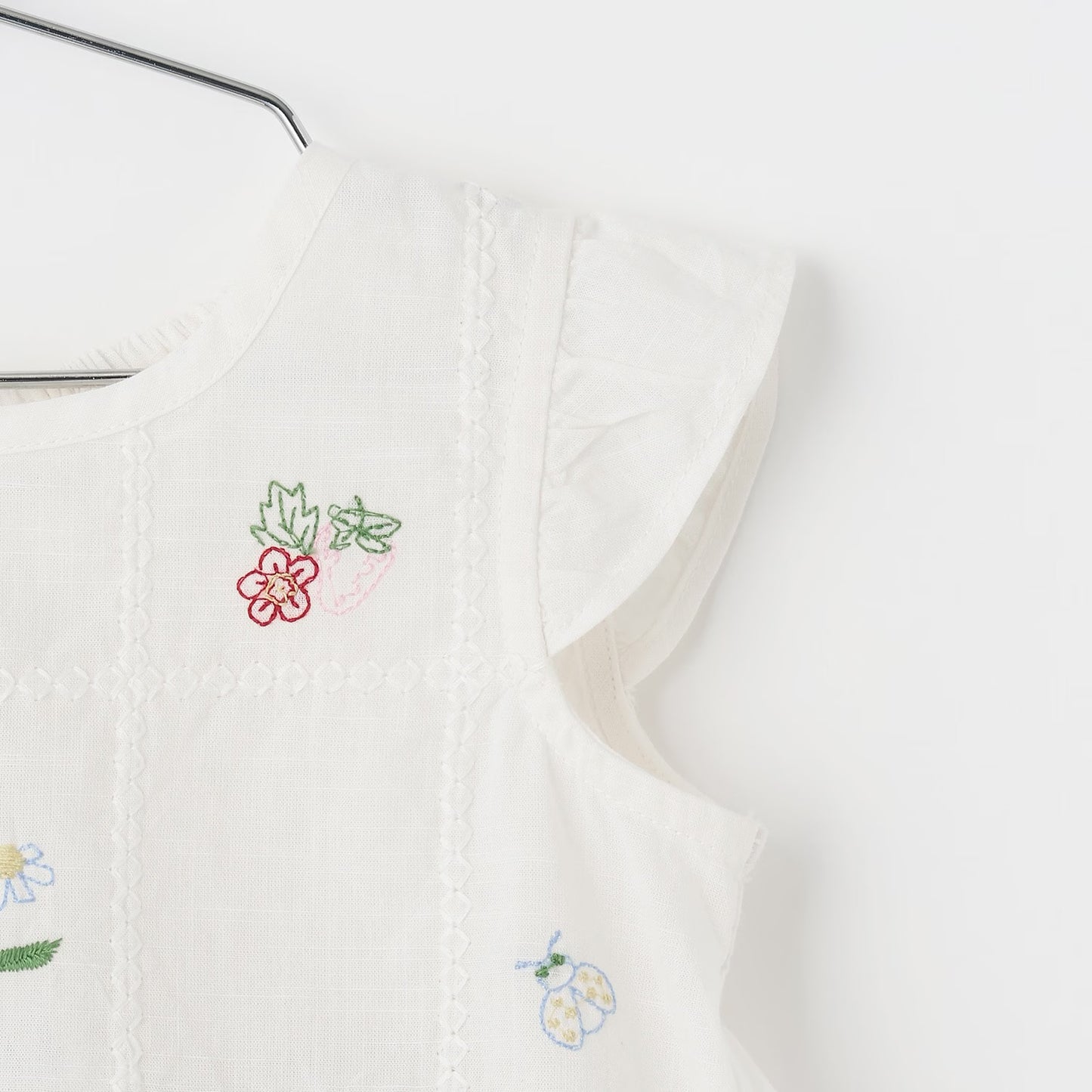 日本童裝 pe#main 達尼卡爾刺繡兩件套裝 70-80cm 女童款 初生嬰兒 夏季 TOPS PANTS