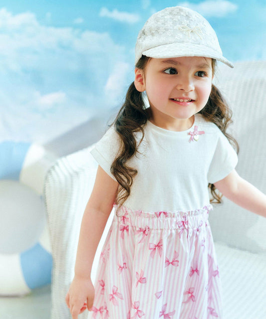 日本童裝 aF#a325 接觸冷感 拼接連身裙 90-150cm 女童款 夏季 DRESSES