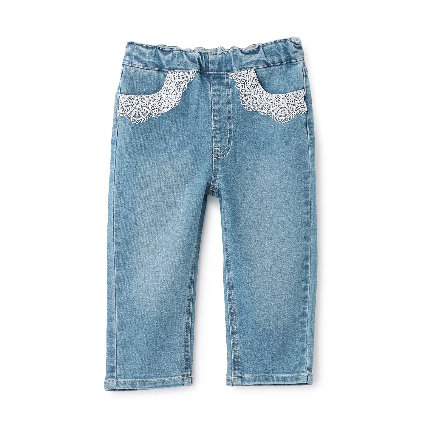 日本童裝 pe#main 蕾絲口袋牛仔長褲 80-130cm 女童款 夏季 PANTS