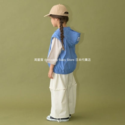 Japanese children's clothing b・R# 2Way vest with detachable sleeves (100-150cm) for boys and girls, spring and summer outerwear 