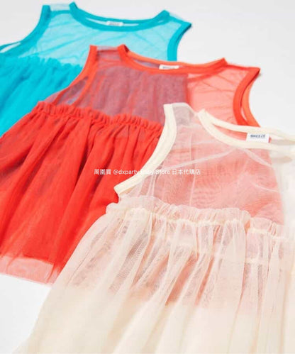 Japanese children's clothing BREEZE chiffon vest top 80-140cm girls summer TOPS 