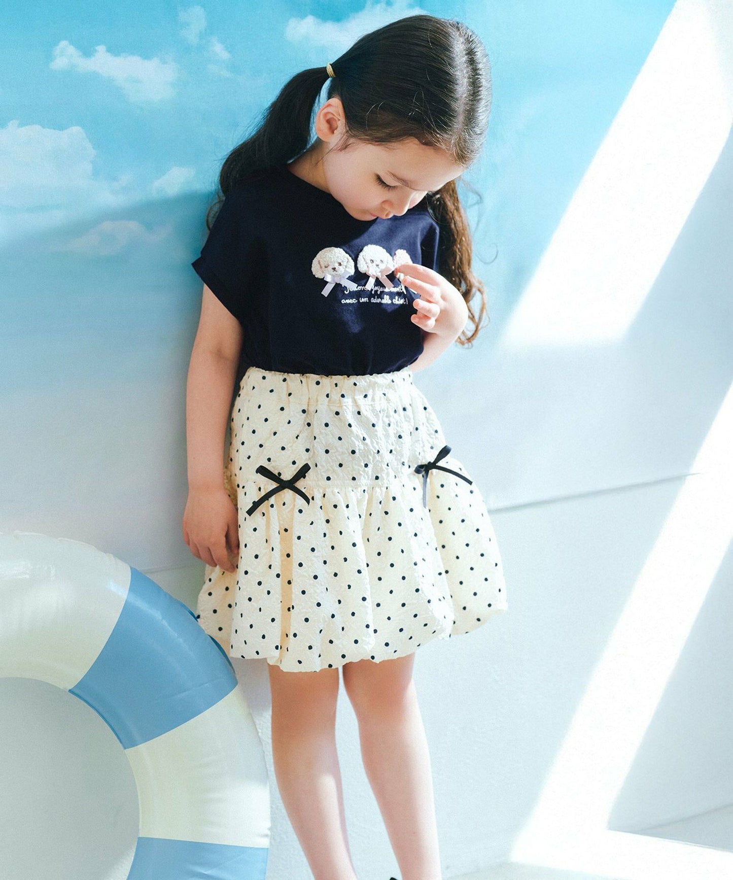 日本童裝 aF#a325 接觸冷感 毛毛印花上衣 90-150cm 女童款 夏季 TOPS