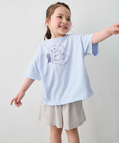 日本童裝 aF#a325 接觸冷感 印花短袖上衣 90-150cm 女童款 夏季 TOPS