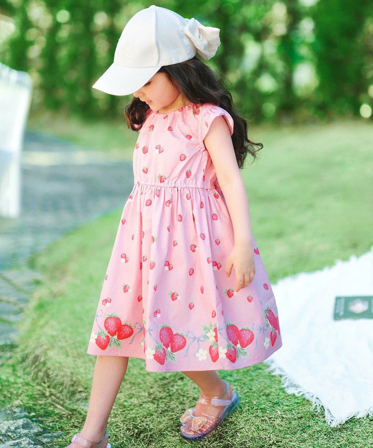 日本童裝 aF#a325 接觸冷感 全印花連身裙 90-140cm 女童款 夏季 DRESSES