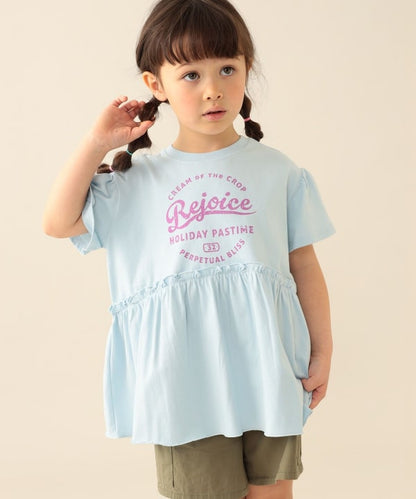 日本童裝 BE#AMS mini 印花皺褶上衣 90-140cm 女童款 夏季 TOPS