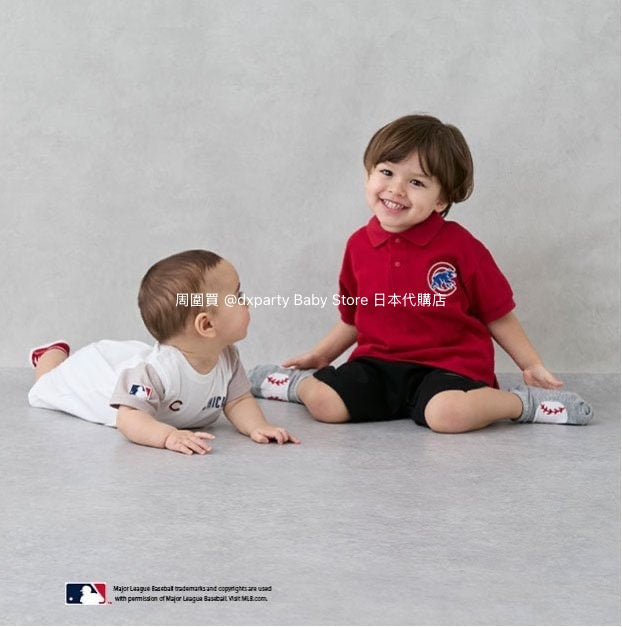 Japanese children's clothing pe#main x MLB logo embroidered polo top 80-130cm boys' summer TOPS 
