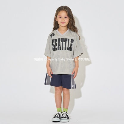 Japanese children's clothing b・R# V-neck mesh sports top 100-150cm boys/girls summer TOPS 