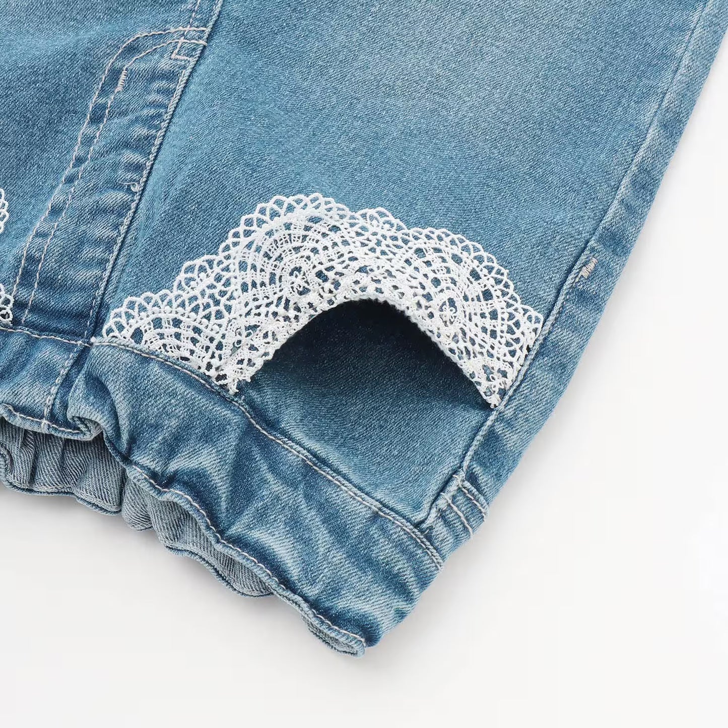 日本童裝 pe#main 蕾絲口袋牛仔長褲 80-130cm 女童款 夏季 PANTS
