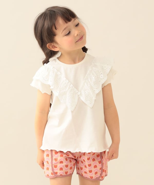 日本童裝 BE#AMS mini 棉質蕾絲上衣 90-140cm 女童款 夏季 TOPS