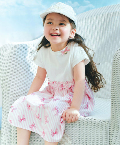 日本童裝 aF#a325 接觸冷感 拼接連身裙 90-150cm 女童款 夏季 DRESSES