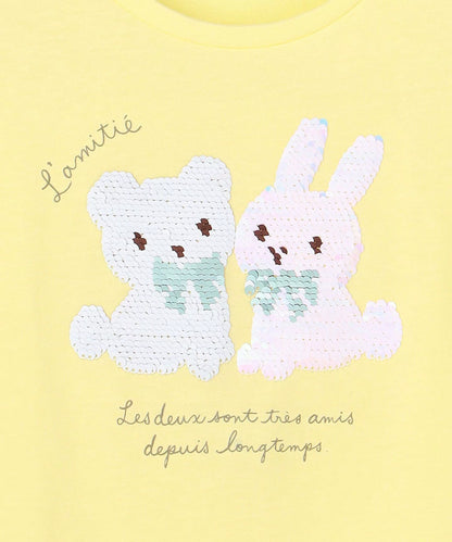日本童裝 aF#a325 珠片印花上衣 100-150cm 女童款 夏季 TOPS