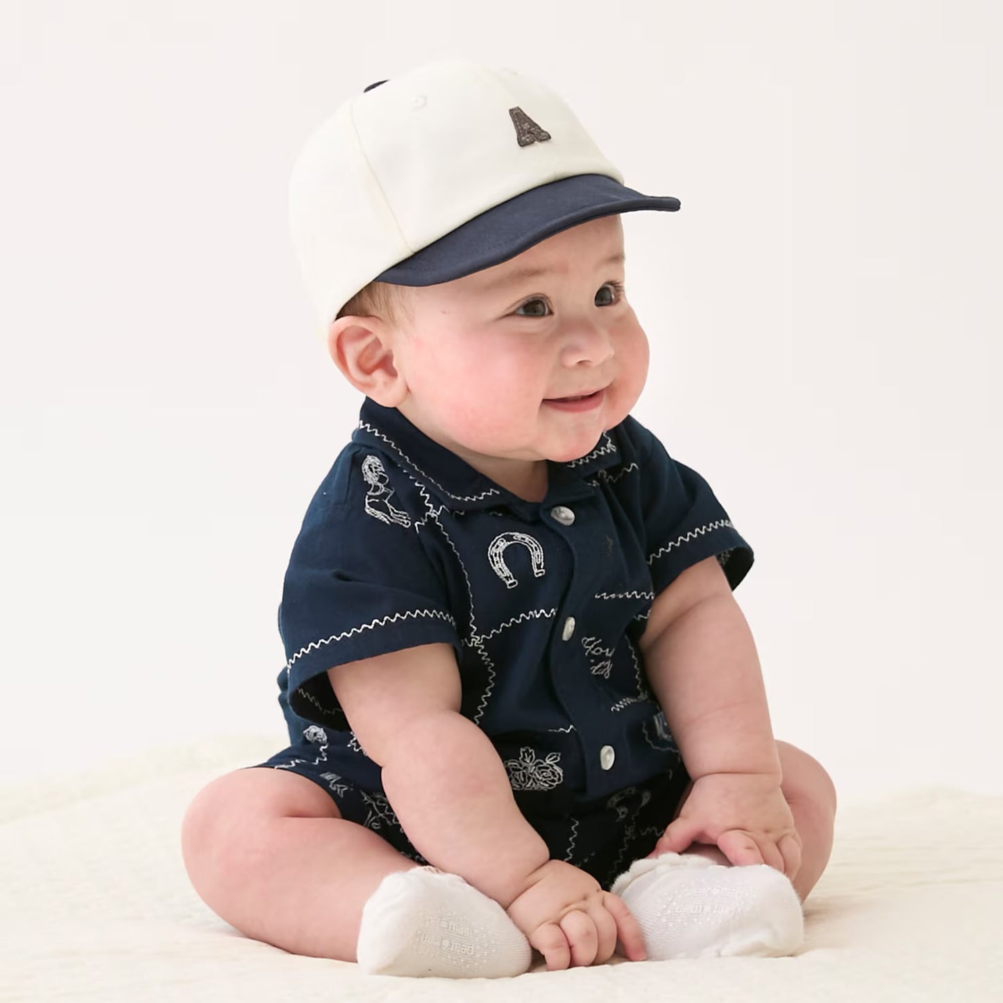 日本童裝 pe#main 印度棉圖案刺繡連衣 70-80cm 男童款 初生嬰兒 夏季 Jumpsuit