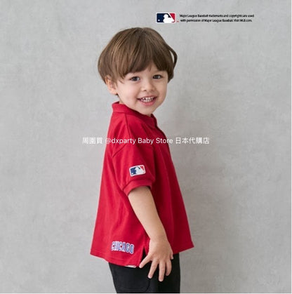 Japanese children's clothing pe#main x MLB logo embroidered polo top 80-130cm boys' summer TOPS 