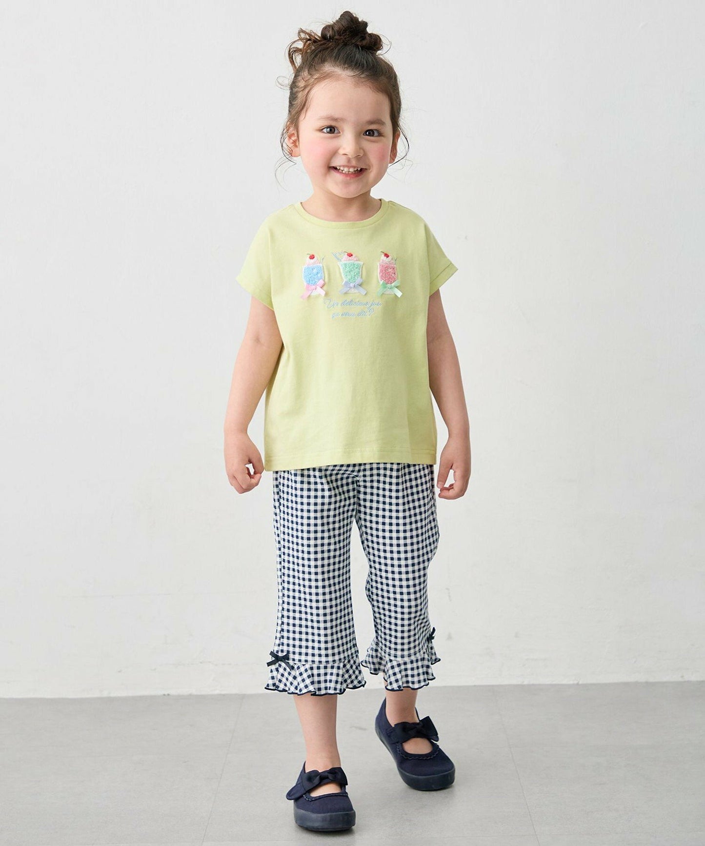 日本童裝 aF#a325 接觸冷感 毛毛印花上衣 90-150cm 女童款 夏季 TOPS