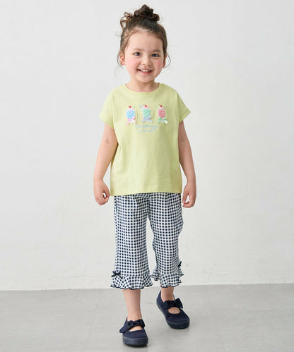 日本童裝 aF#a325 接觸冷感 毛毛印花上衣 90-150cm 女童款 夏季 TOPS