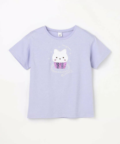日本童裝 aF#a325 珠片印花上衣 100-150cm 女童款 夏季 TOPS