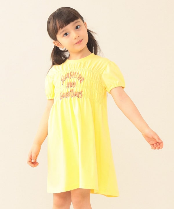 日本童裝 BE#AMS mini  抽皺收腰連身裙 90-140cm 女童款 夏季 DRESSES