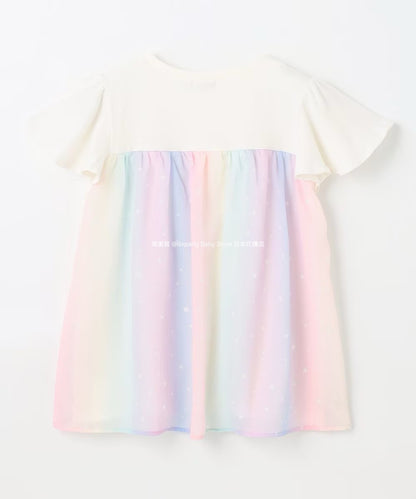 Japanese children's clothing aF#a325 spliced elegant top 90-160cm girls summer TOPS 