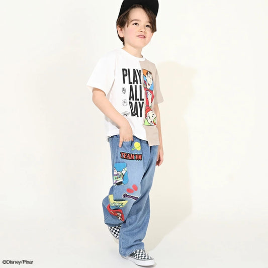 Japanese children's clothing BDL x Disney Toy Story patchwork top 80-140cm boys' summer TOPS 
