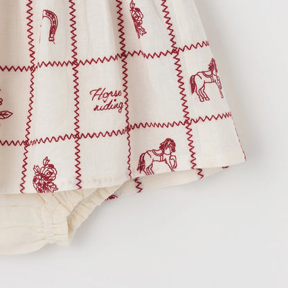 日本童裝 pe#main 印度棉圖案刺繡兩件套裝 70-80cm 女童款 初生嬰兒 夏季 DRESSES PANTS