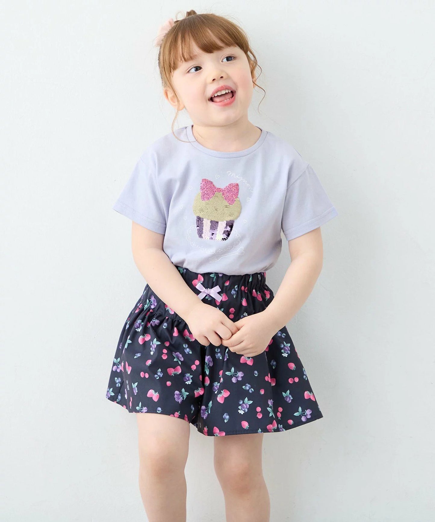 日本童裝 aF#a325 珠片印花上衣 100-150cm 女童款 夏季 TOPS