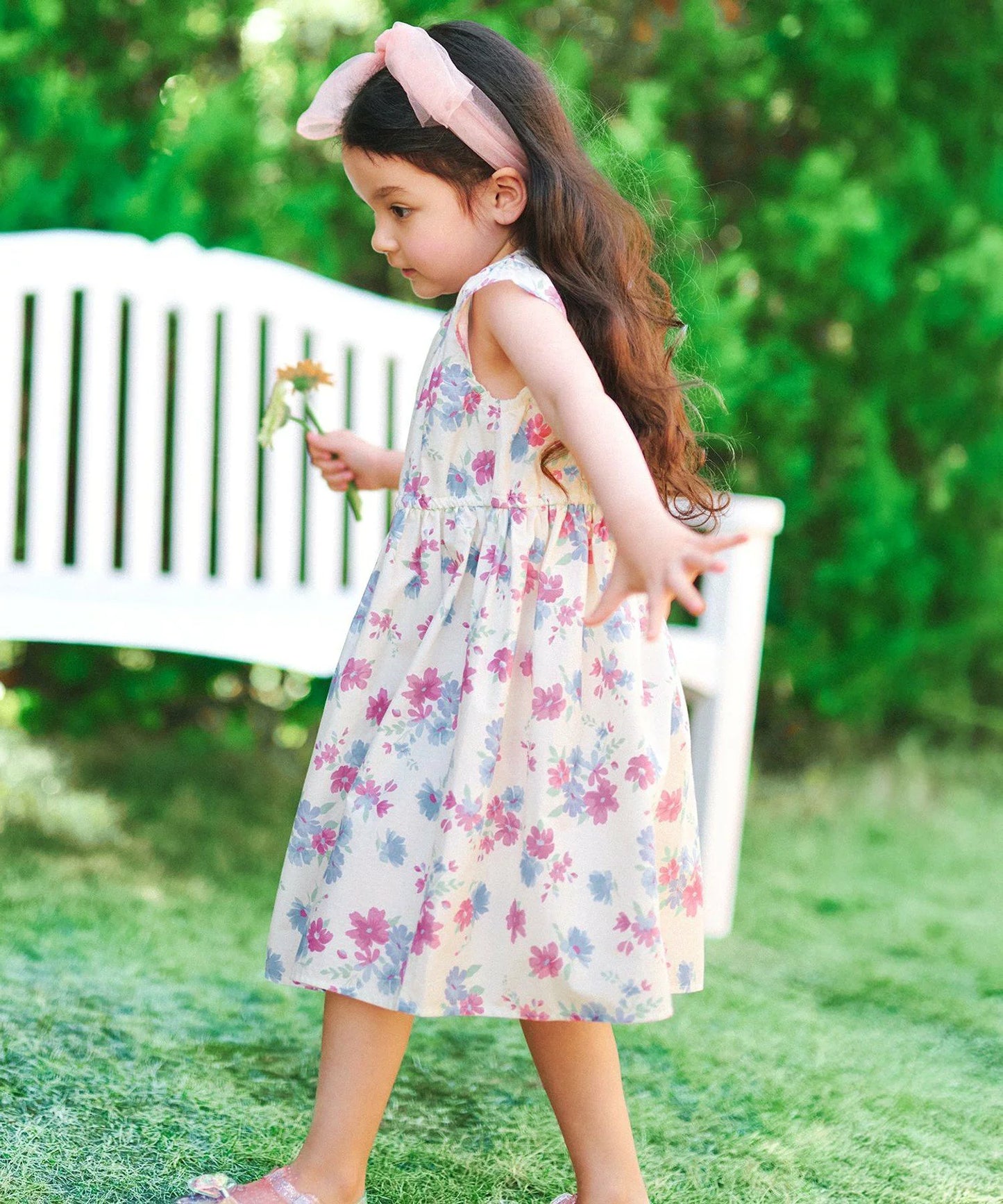 日本童裝 aF#a325 接觸冷感 全印花連身裙 90-140cm 女童款 夏季 DRESSES