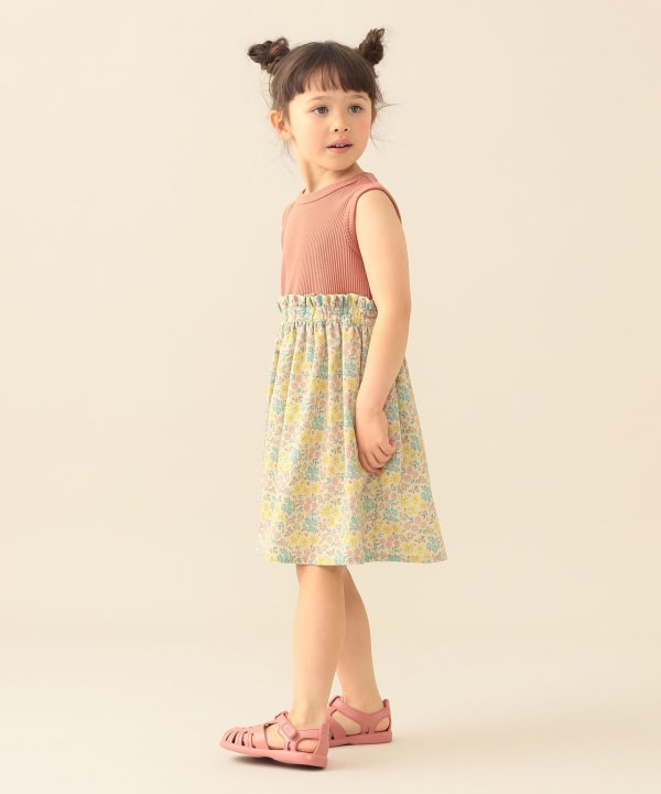 日本童裝 BE#AMS mini 碎花拼接無袖連身裙 90-150cm 女童款 夏季 DRESSES
