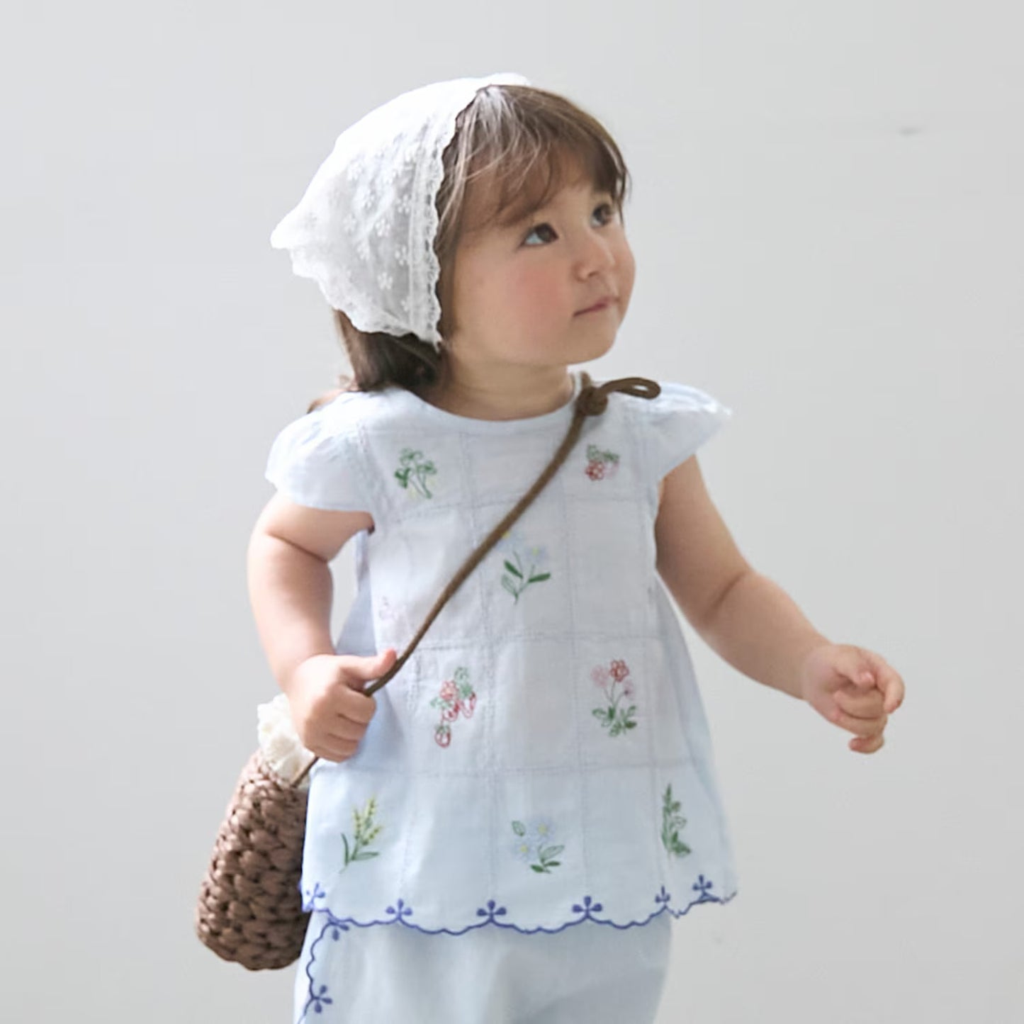 日本童裝 pe#main 達尼卡爾刺繡兩件套裝 80-130cm 女童款 夏季 TOPS PANTS