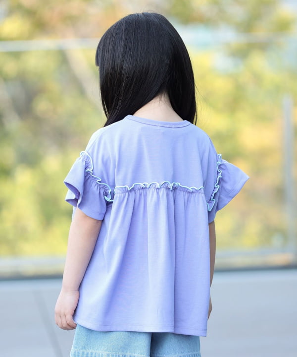 日本童裝 BE#AMS mini 防UV 吸水速乾 荷葉邊上衣 90-130cm 女童款 夏季 TOPS