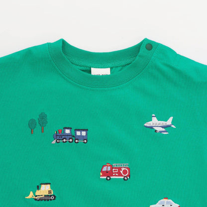 日本童裝 pe#main 接觸冷感 工作車刺繡短袖上衣 80-130cm 男童款 夏季 TOPS