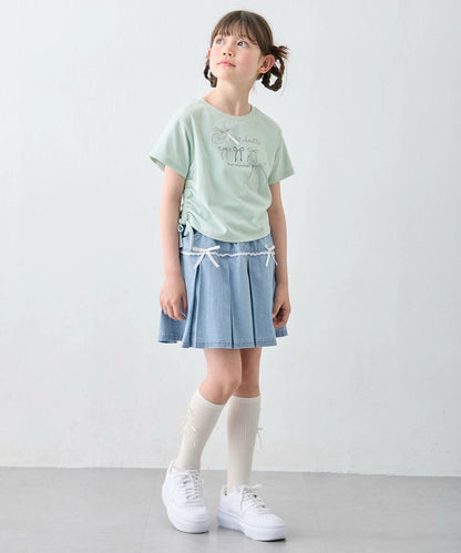 日本童裝 aF#a325 抽繩印花短上衣 110-160cm 女童款 夏季 TOPS