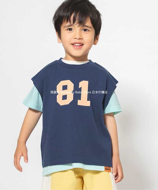 BREEZE Japanese Children's Clothing Vest and Top Two-Piece Set 80-140cm Boys'/Girls' Summer TOPS 