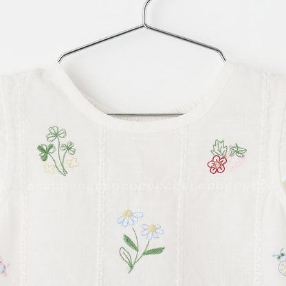 日本童裝 pe#main 達尼卡爾刺繡兩件套裝 70-80cm 女童款 初生嬰兒 夏季 TOPS PANTS