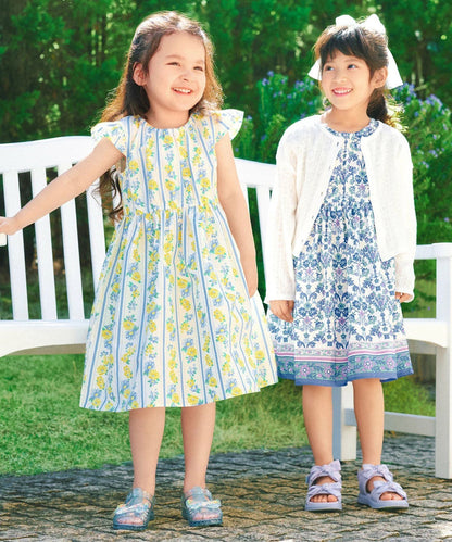 日本童裝 aF#a325 接觸冷感 全印花連身裙 90-140cm 女童款 夏季 DRESSES