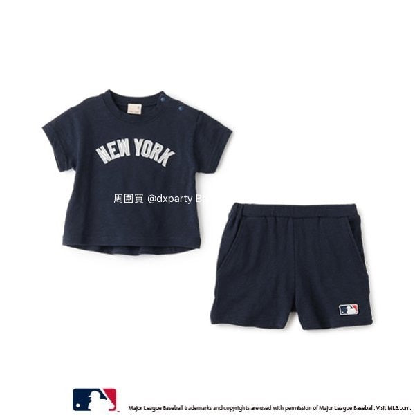日本童裝 pe#main x MLB 兩件套裝 70-80cm 男童款/女童款 初生嬰兒 夏季 TOPS PANTS