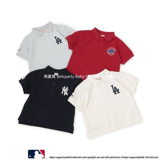 Japanese children's clothing pe#main x MLB logo embroidered polo top 80-130cm boys' summer TOPS 