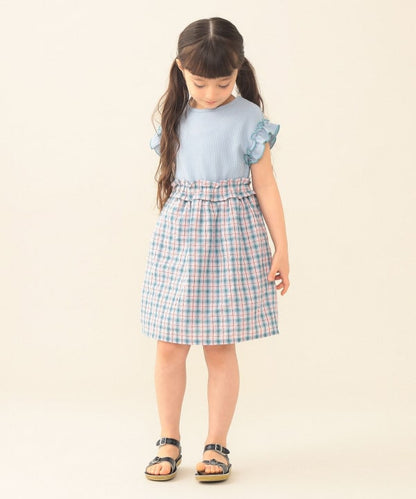 日本童裝 BE#AMS mini 華夫紋拼接連身裙 90-140cm 女童款 夏季 DRESSES