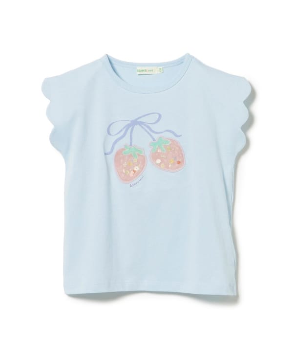 日本童裝 BE#AMS mini 士多啤梨荷葉邊上衣 90-150cm 女童款 夏季 TOPS