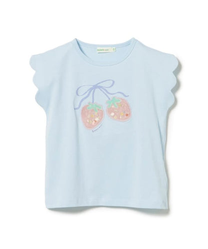 日本童裝 BE#AMS mini 士多啤梨荷葉邊上衣 90-150cm 女童款 夏季 TOPS