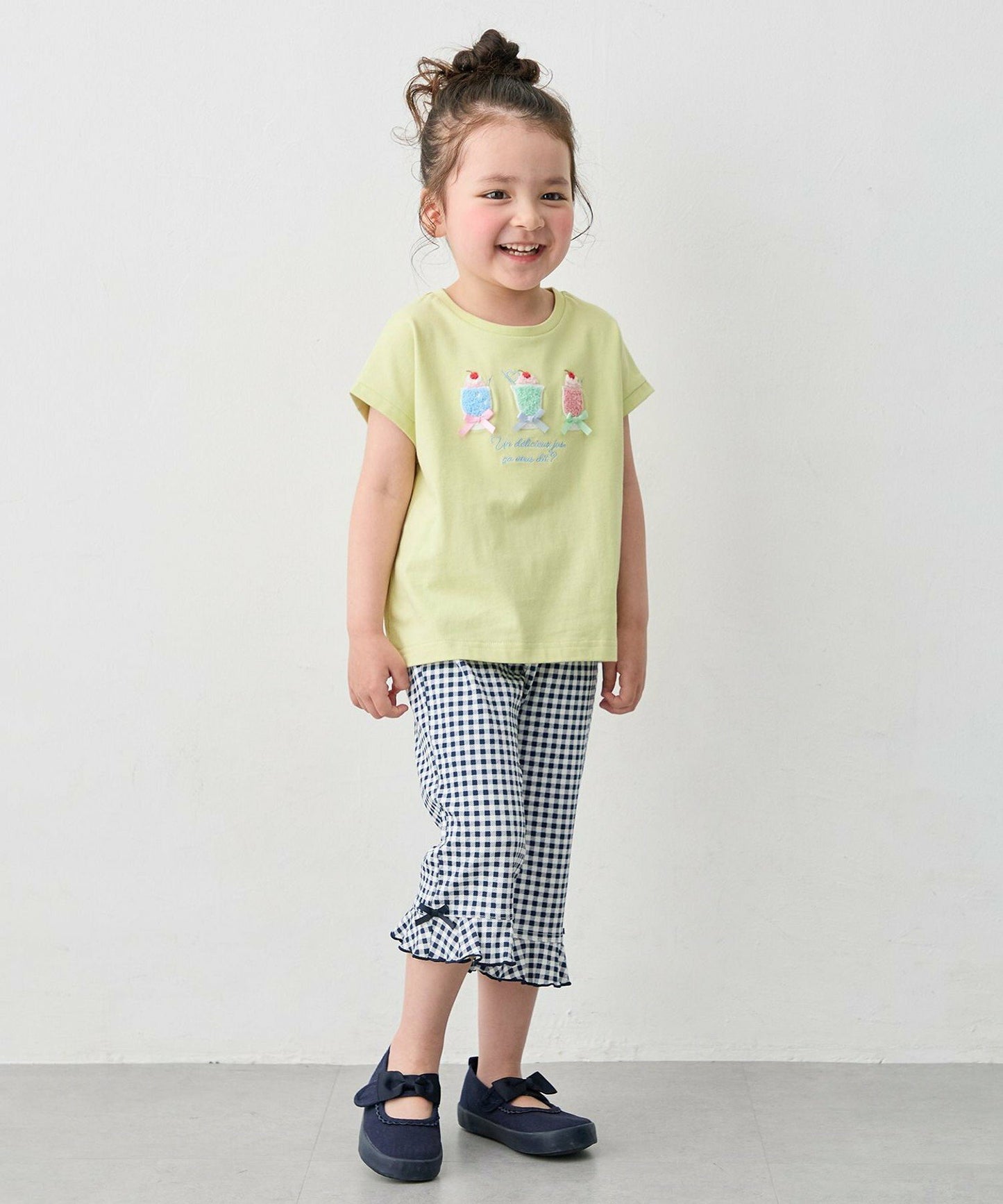 日本童裝 aF#a325 接觸冷感 毛毛印花上衣 90-150cm 女童款 夏季 TOPS