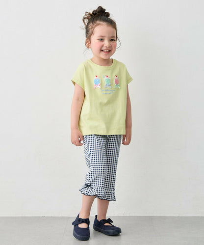 日本童裝 aF#a325 接觸冷感 毛毛印花上衣 90-150cm 女童款 夏季 TOPS